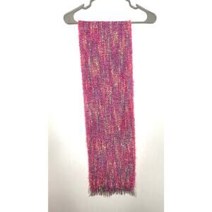 DONEGAL DESIGN Mohair Wool Scarf Ireland Woven Pink Fringe Pastels Cozy artsy